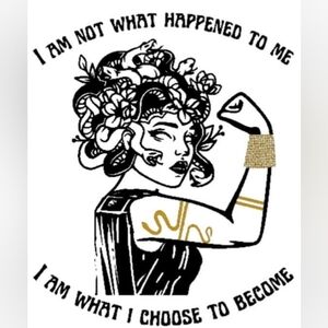 Graphic Medusa Muscle Iron On Or Sticker Decal - Black & Gold Design